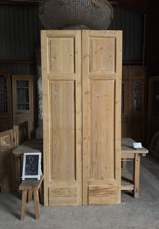 2 Panel Antique Solid French Doors - 44x97.5 K341