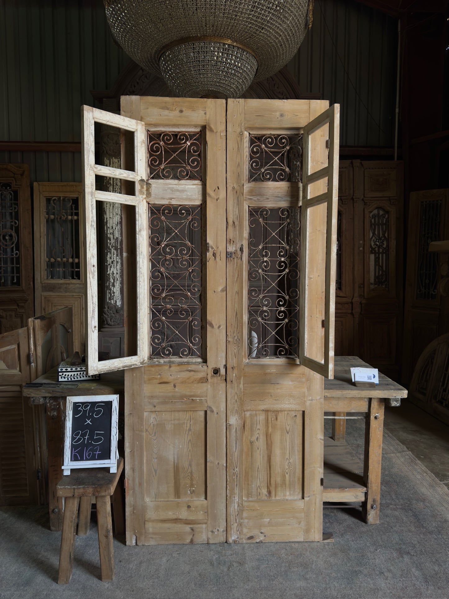 Stately Antique Iron French Doors - 39.5x87.5 K167