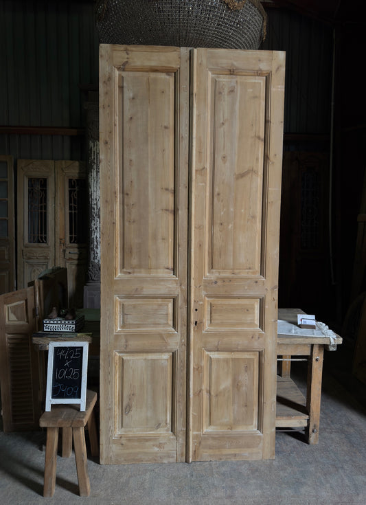 3 Panel Antique Solid French Doors - 44.25x101.25 J409