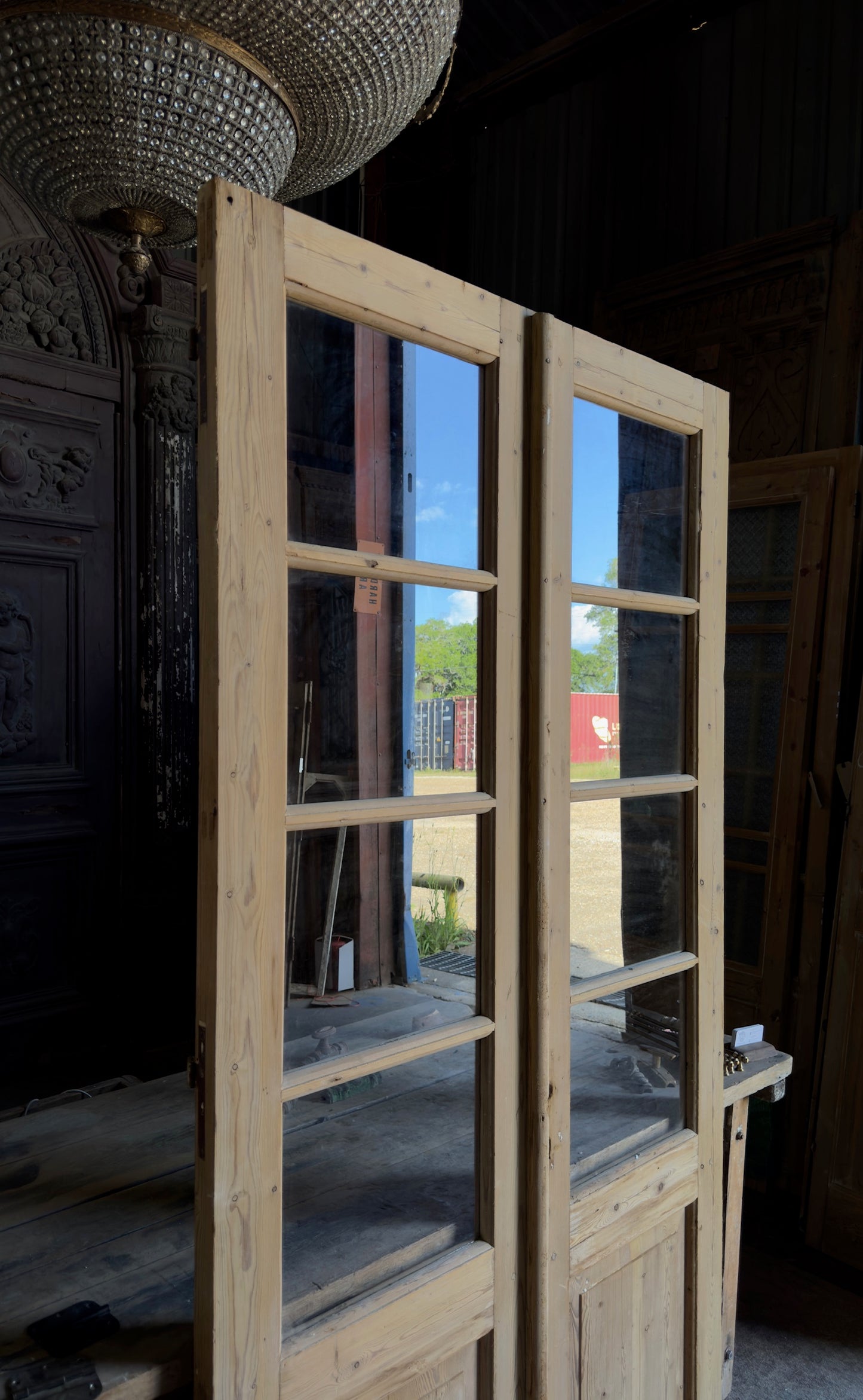 Antique Glass 4 Lite French Doors - 45.5x87 - L701