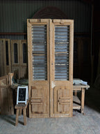 Horizontal Pattern Antique Iron French Doors - 43.5x94 J35