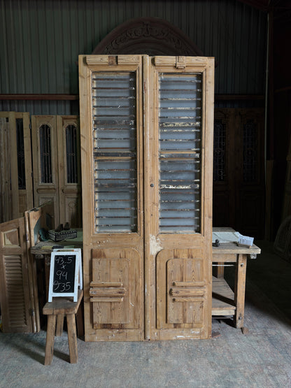 Horizontal Pattern Antique Iron French Doors - 43.5x94 J35