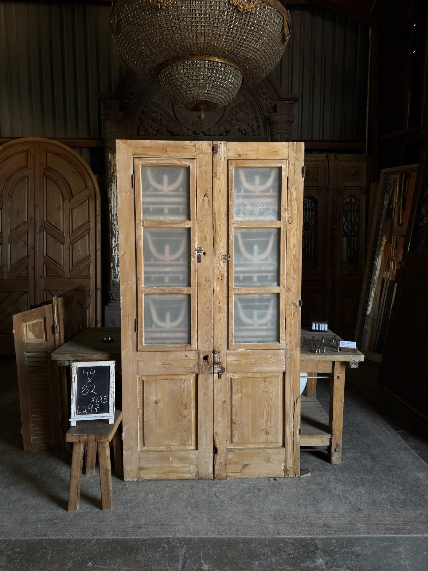 Antique Iron Motif French Doors - 44x82 - L297