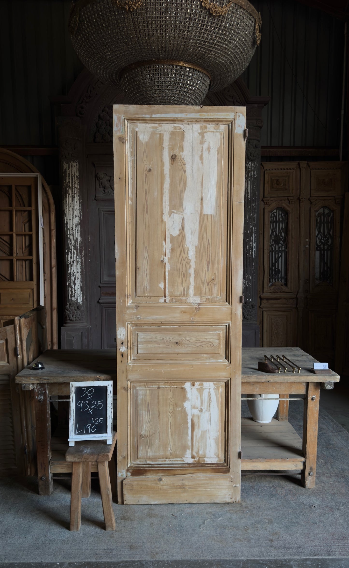 3 Panel Single Solid Antique Door - 30x93.25 - L190