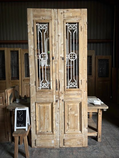 Classic Antique French Face Iron Doors - 43x103 H146