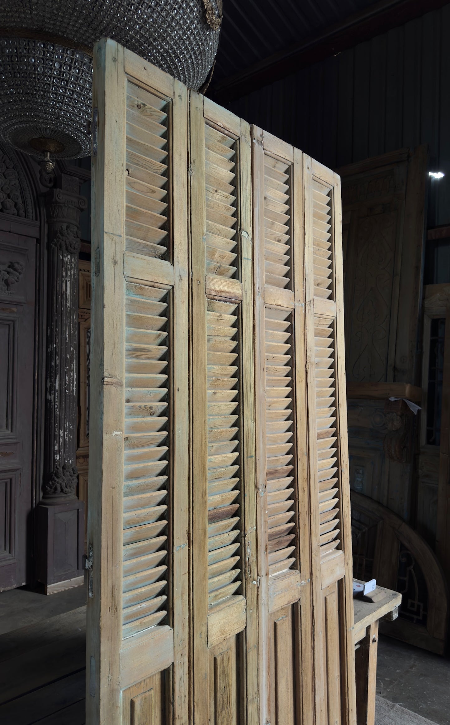 European French Antique Louvered Shutters - 39.75x95 K454