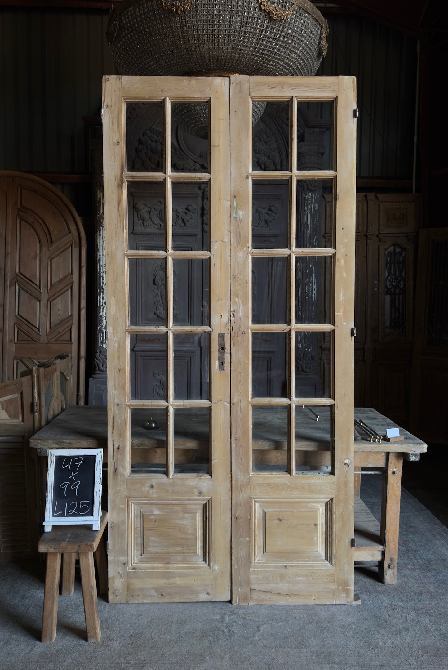 12 Lite Glass Antique French Doors - 51x99.5 - L124