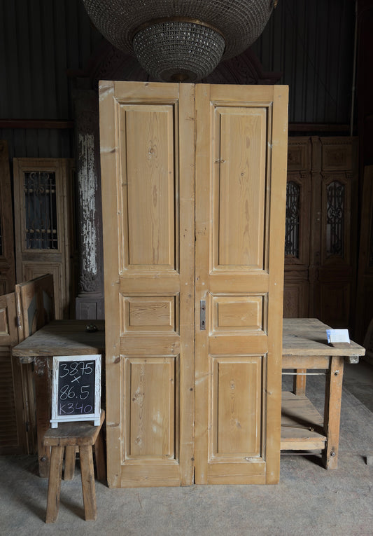 3 Panel Antique Solid French Doors - 38.75x86.5 K340