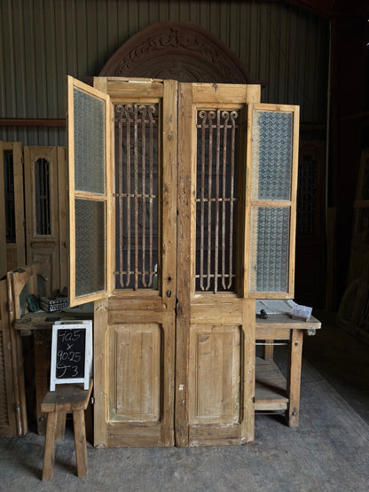 Simple Antique Iron French Doors - 40.5x90.25 J3