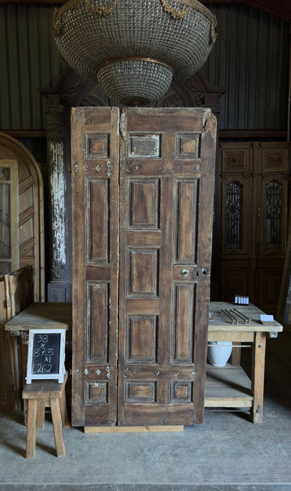 Spanish Multi-Panel Antique Door Pair - 38x87.5 - L262
