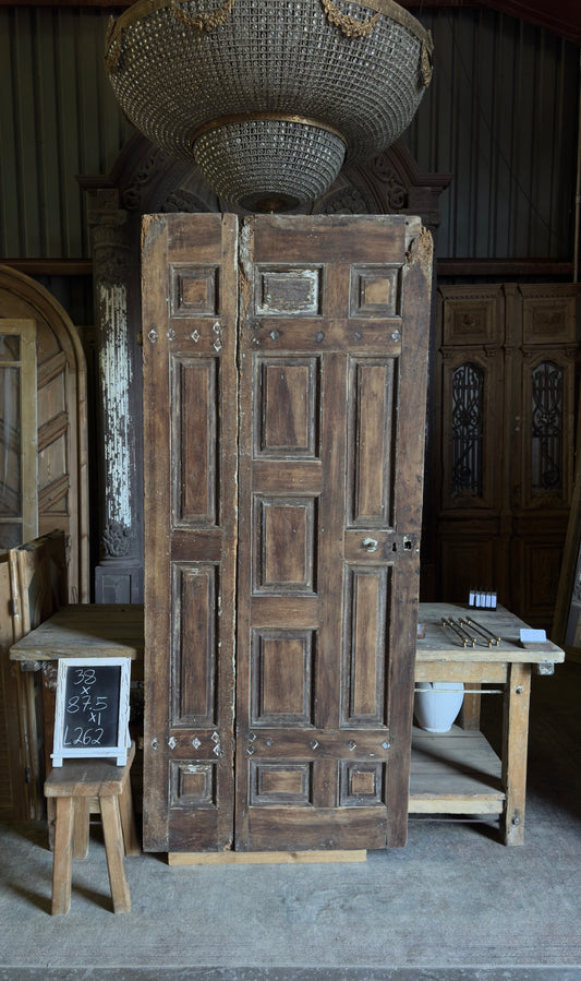 Spanish Multi-Panel Antique Door Pair - 38x87.5 - L262