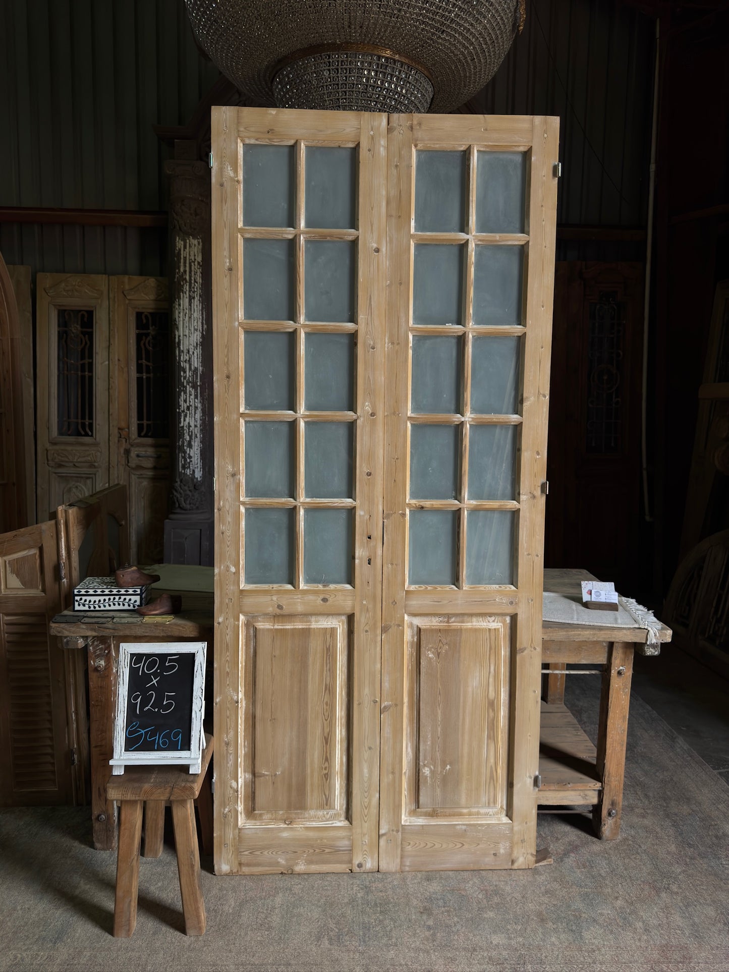 19th Century Antique Glass French Doors - 40.5x92.5 J469