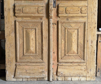 Antique Carved 2 Panel Double Doors - 56.5x100.25 - L528