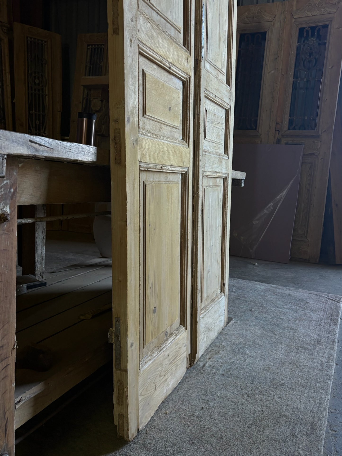 3 Panel Antique Solid French Doors - 42.5x96.25 - L92