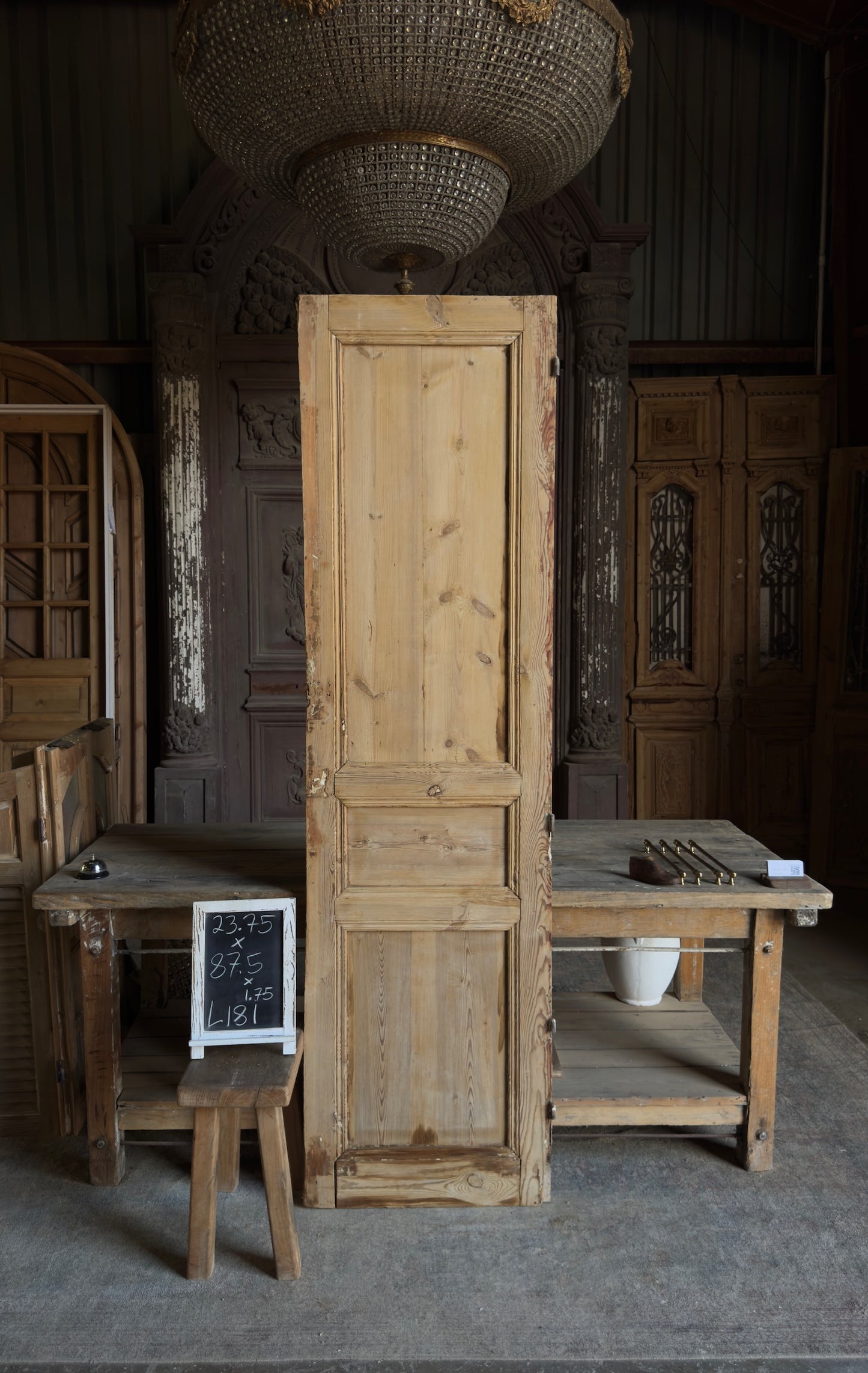 3 Panel Single Solid Antique Door - 23.75x87.5 - L181