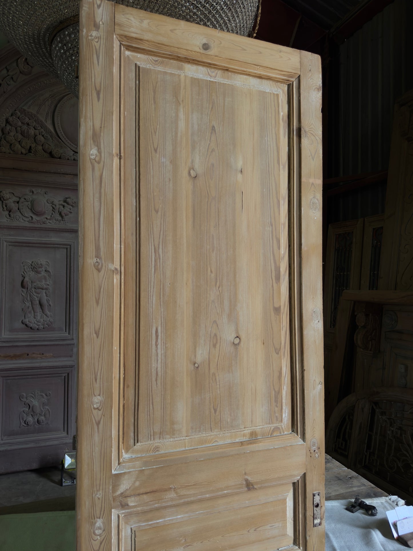 3 Panel Single Solid Antique Door - 27.5x94 J323