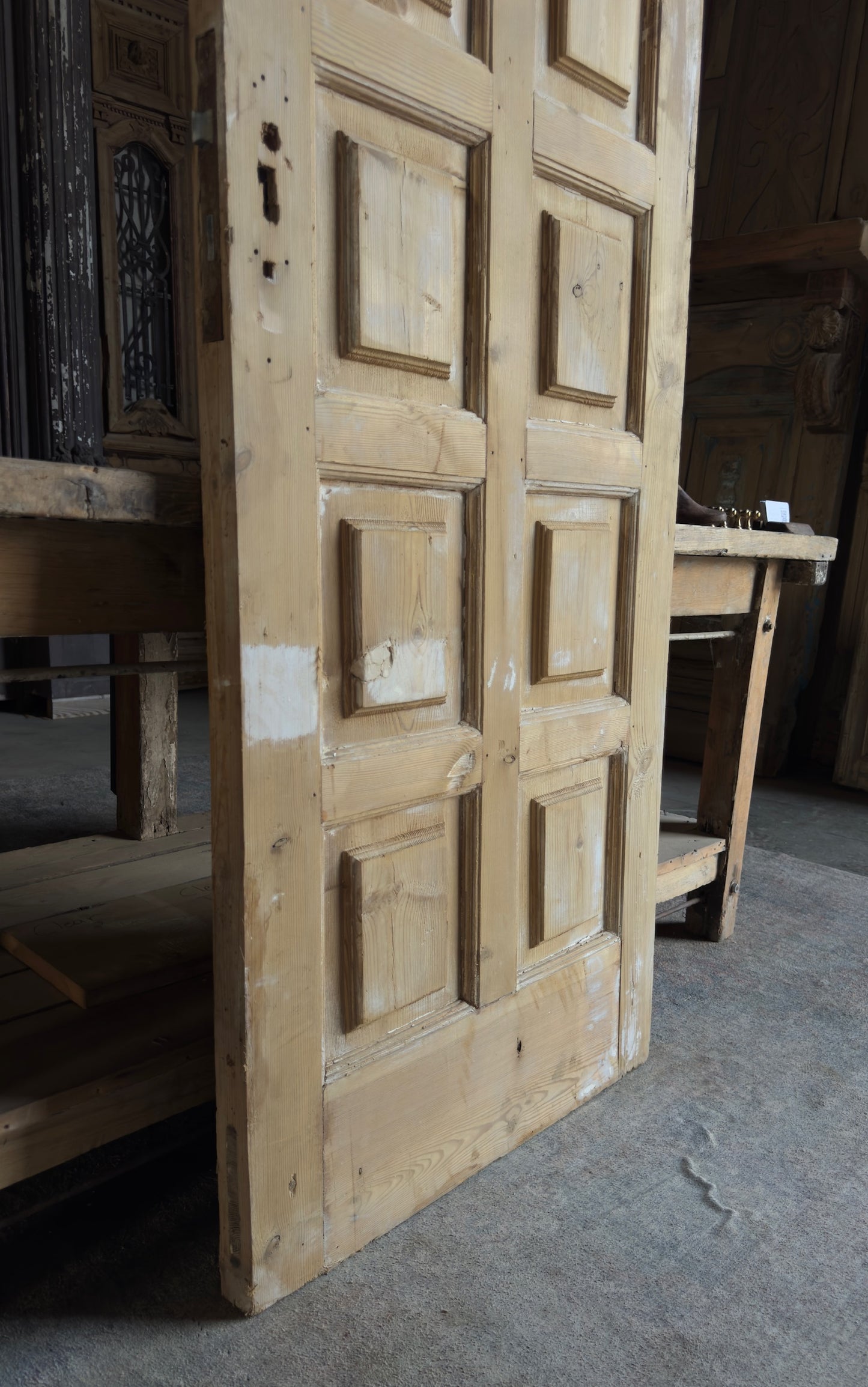 12 Panel Antique Solid Single Arched Door - 28.5x87.5 - L188