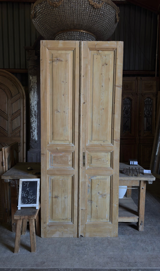 3 Panel Antique Solid French Doors - 39x96.5 - L335