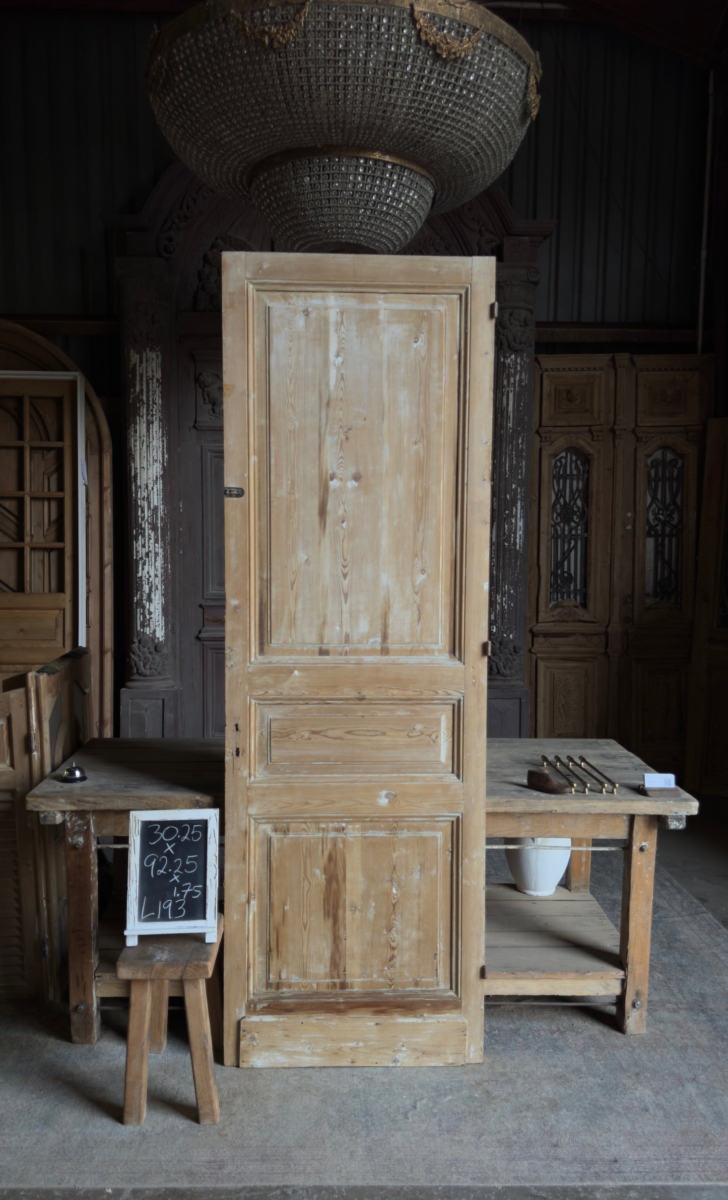 3 Panel Single Solid Antique Door - 30.25x92.25 - L193