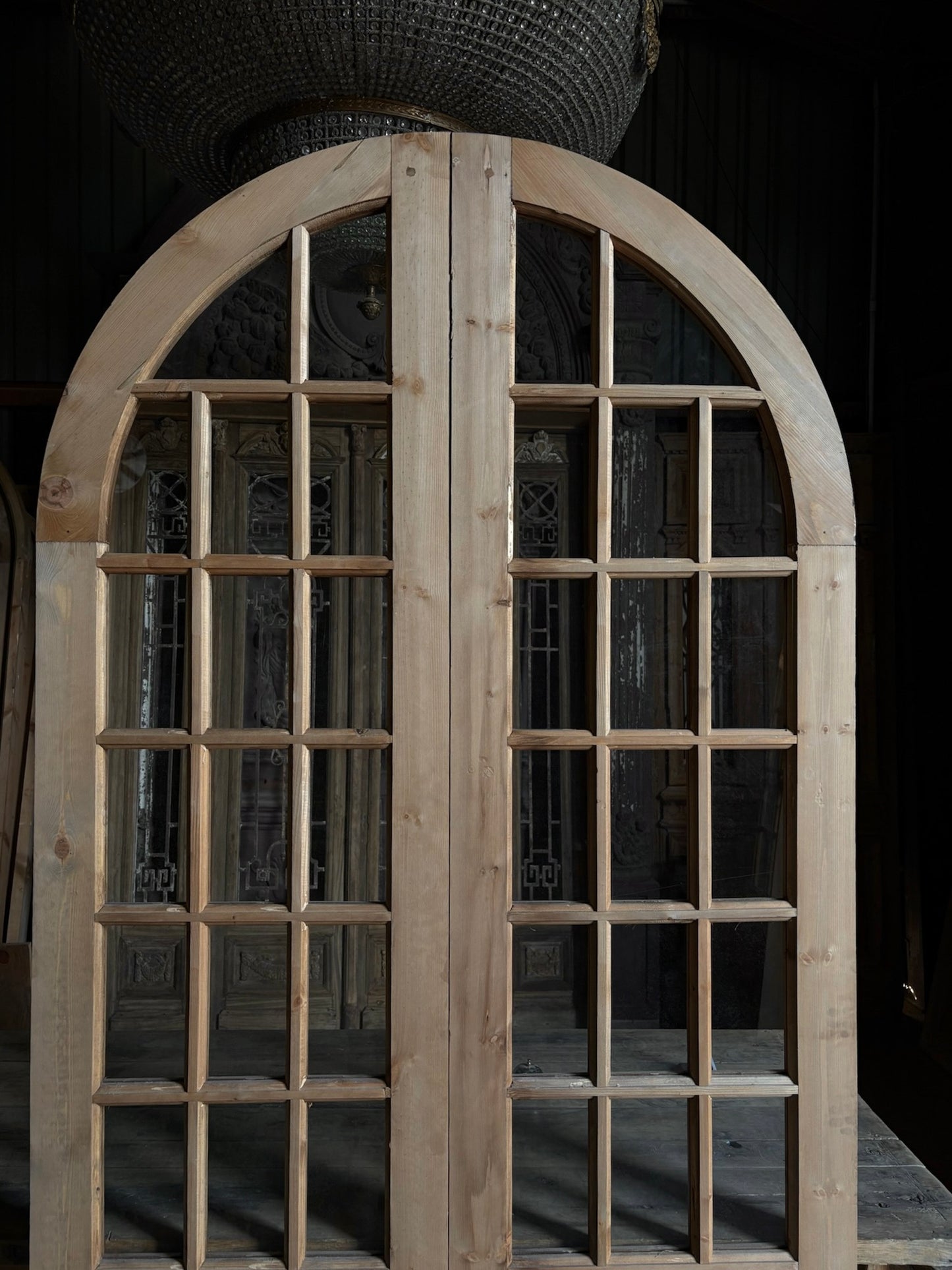 (The Ellenor) Handcrafted Arched Glass French Door - 48x96 L46