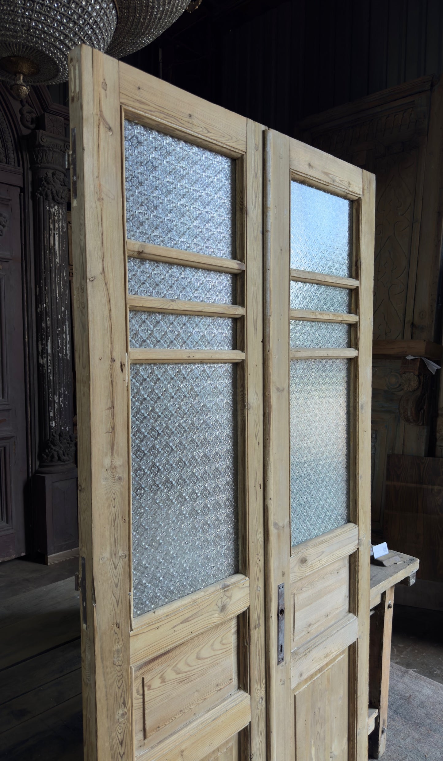 8 Lite European Antique Glass French Doors - 40.5x84.5 K494