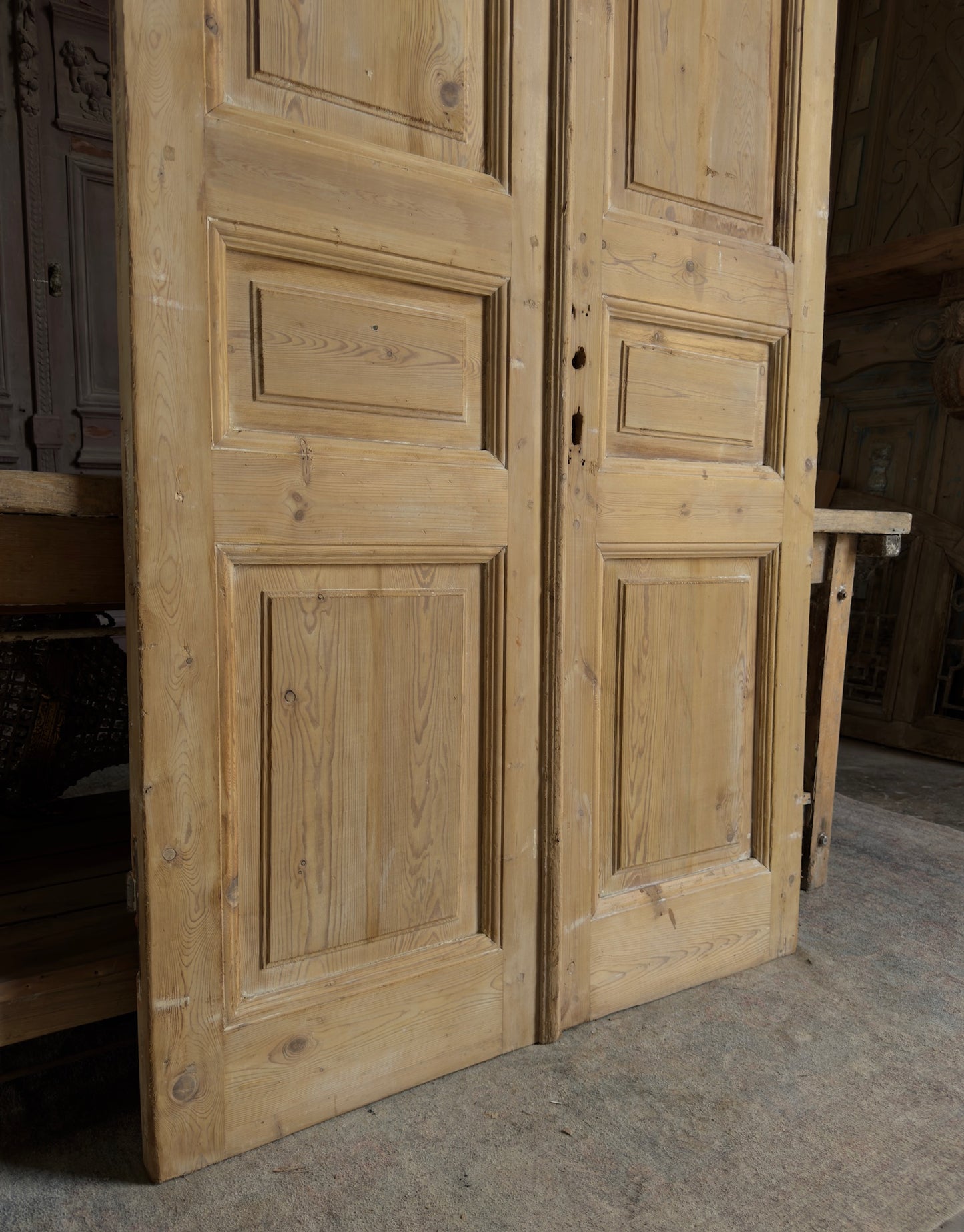 3 Panel Antique Solid French Doors - 43.5x101 K150