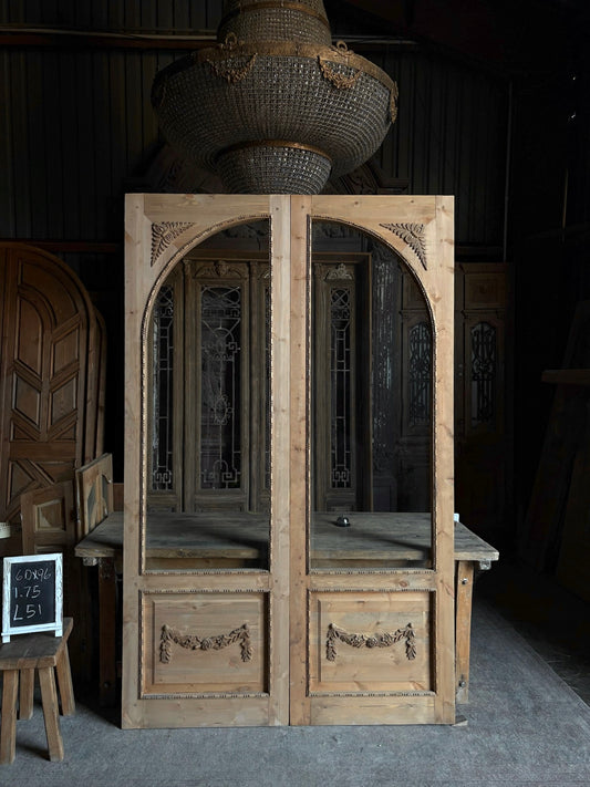 (Valencia) Handcrafted Arched Open Glass French Doors - 60x96 L51