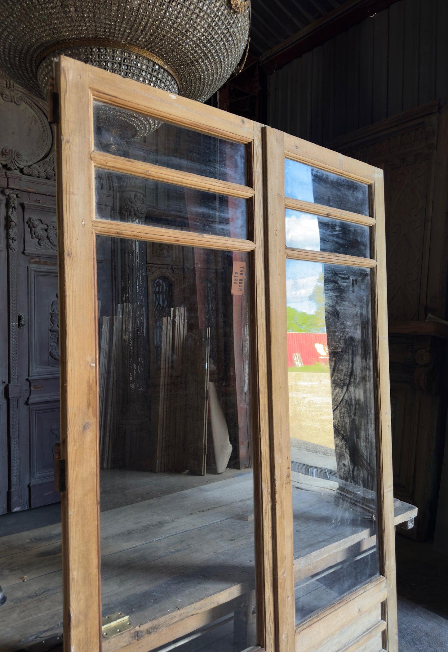 Antique 6 Lite Glass French Doors - 56.25x91.25 - L534