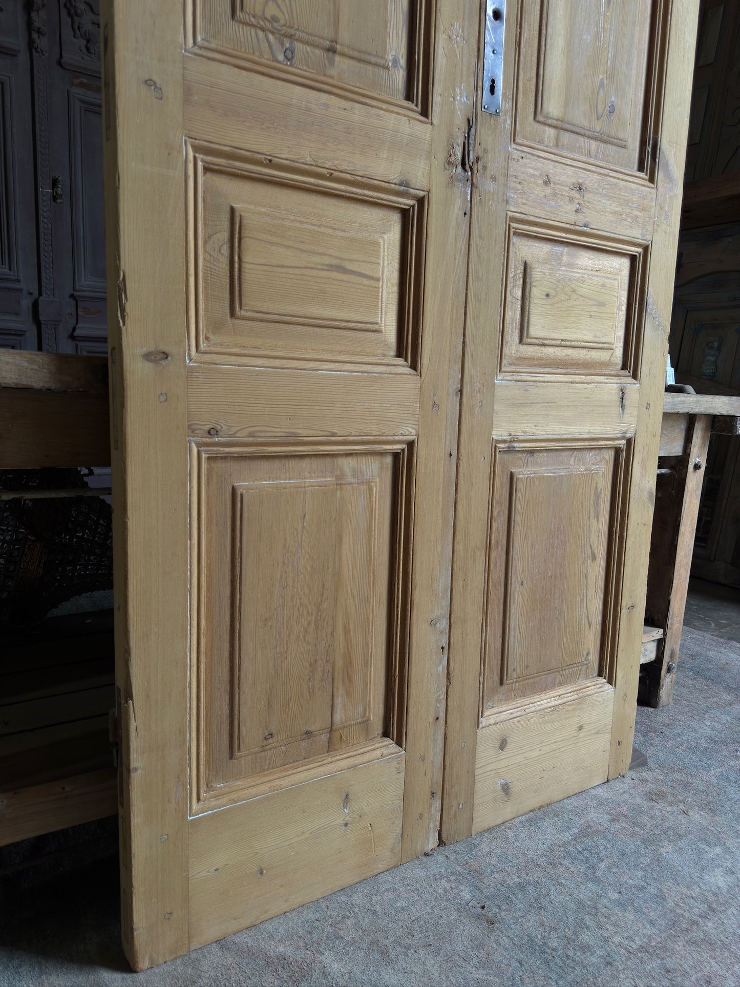 3 Panel Antique Solid French Doors - 39.5x100 K63