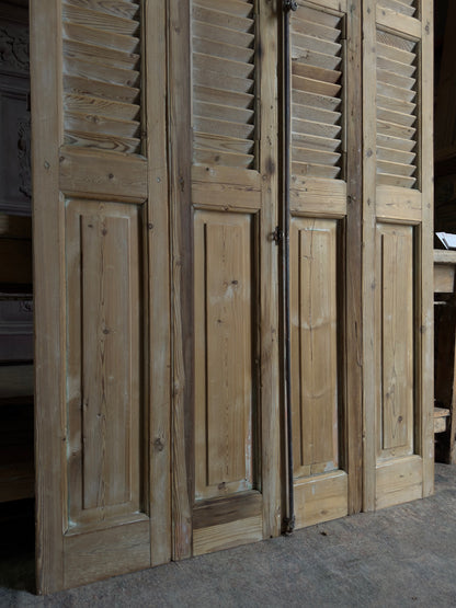 Tall European French Antique Louvered Shutters - 45.5x120.25 J313