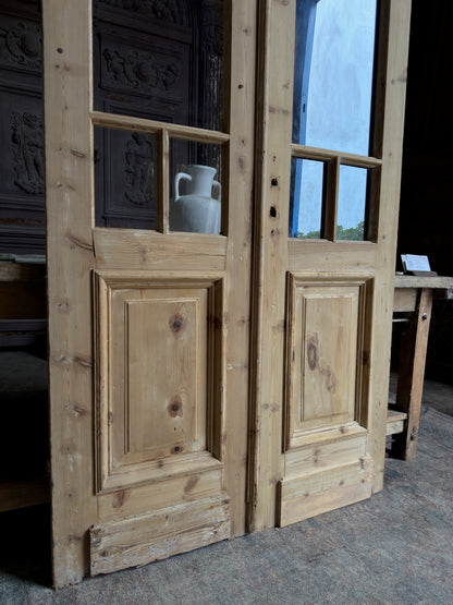 Unique Arch Style Antique Glass French Doors - 44x105 J214