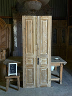 Raised Molding 3 Panel Antique Solid French Doors - 34.5x86 - L95