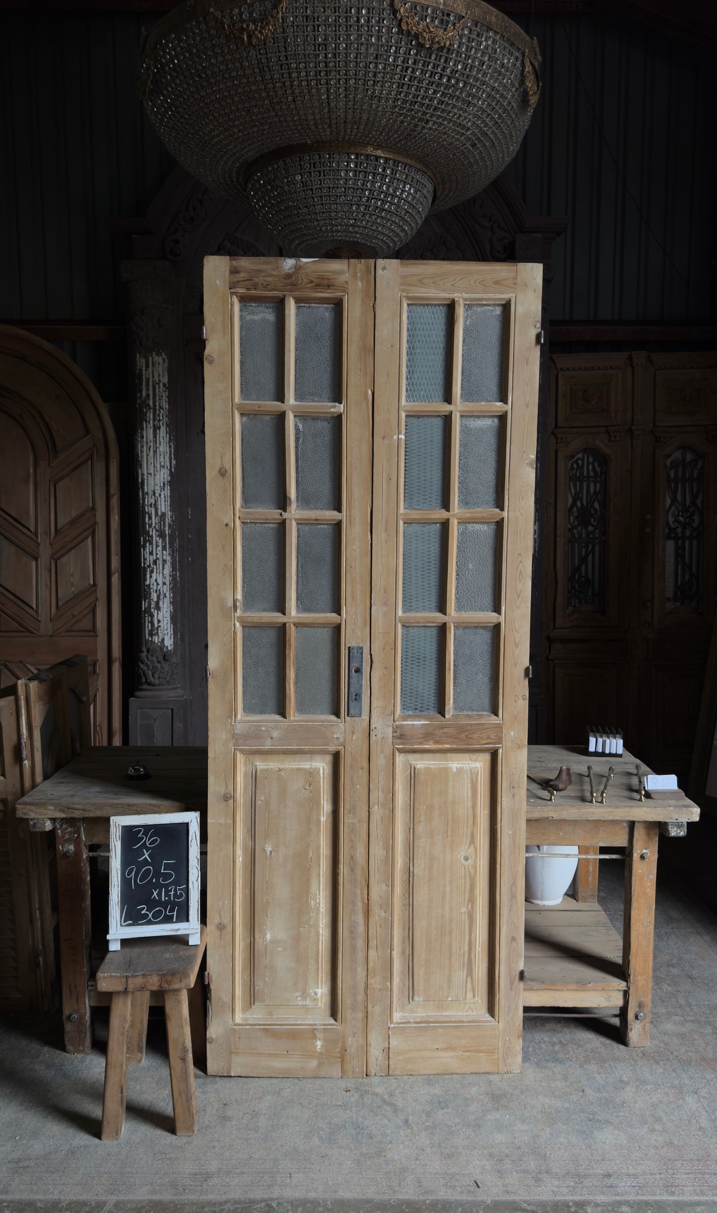 8 Lite Glass Antique French Doors - 36x90.5 - L304