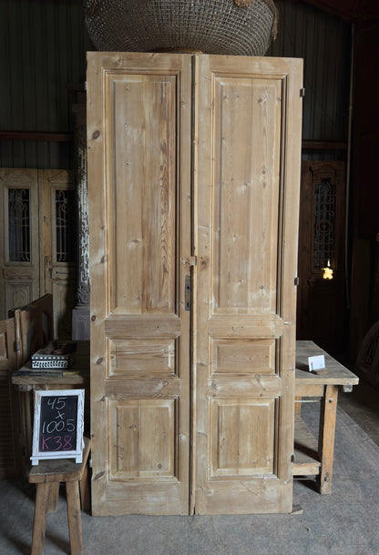 3 Panel Antique Solid French Doors - 45x100.5 K38
