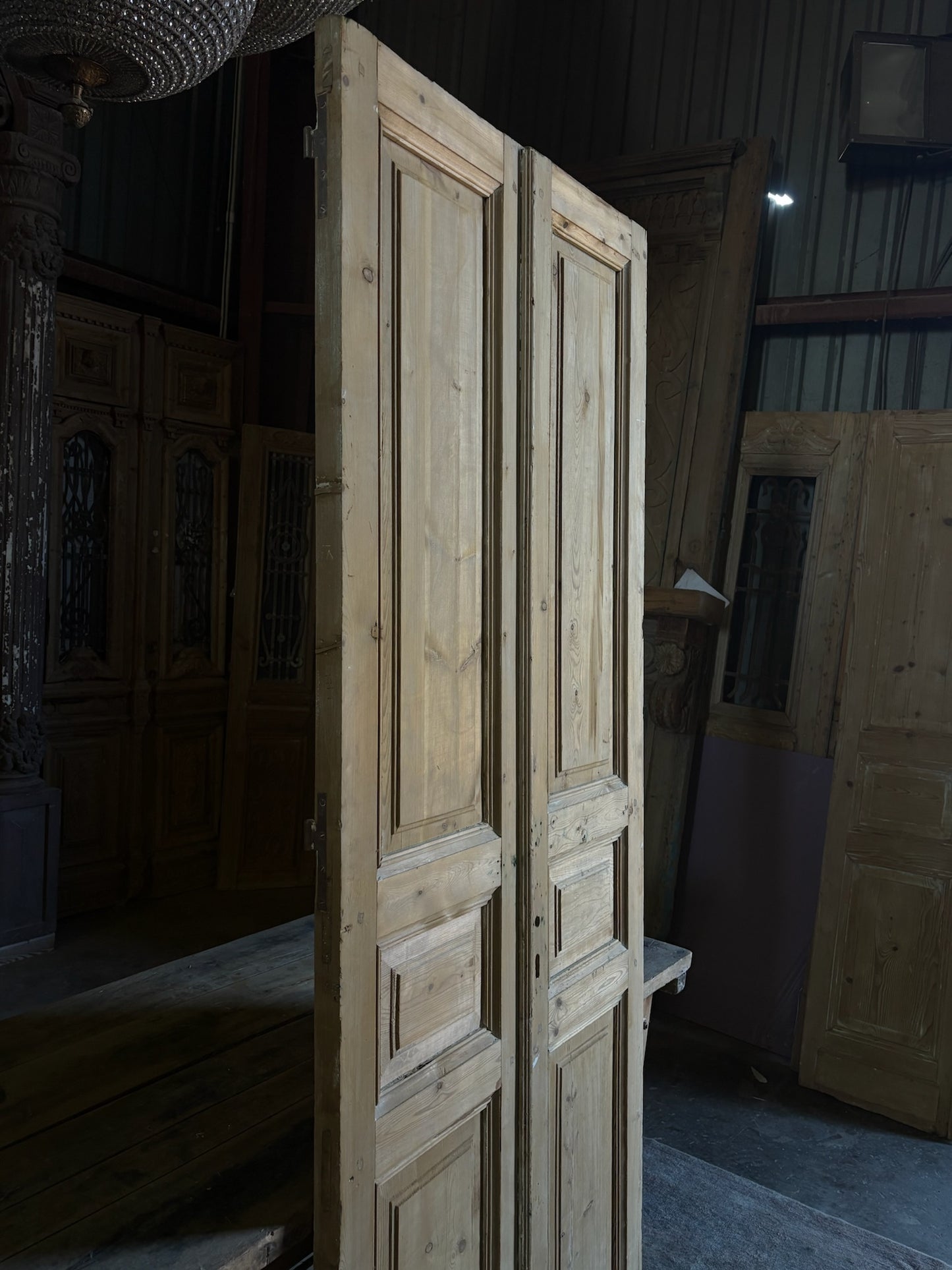 3 Panel Antique Solid French Doors - 39.5x94 - L98