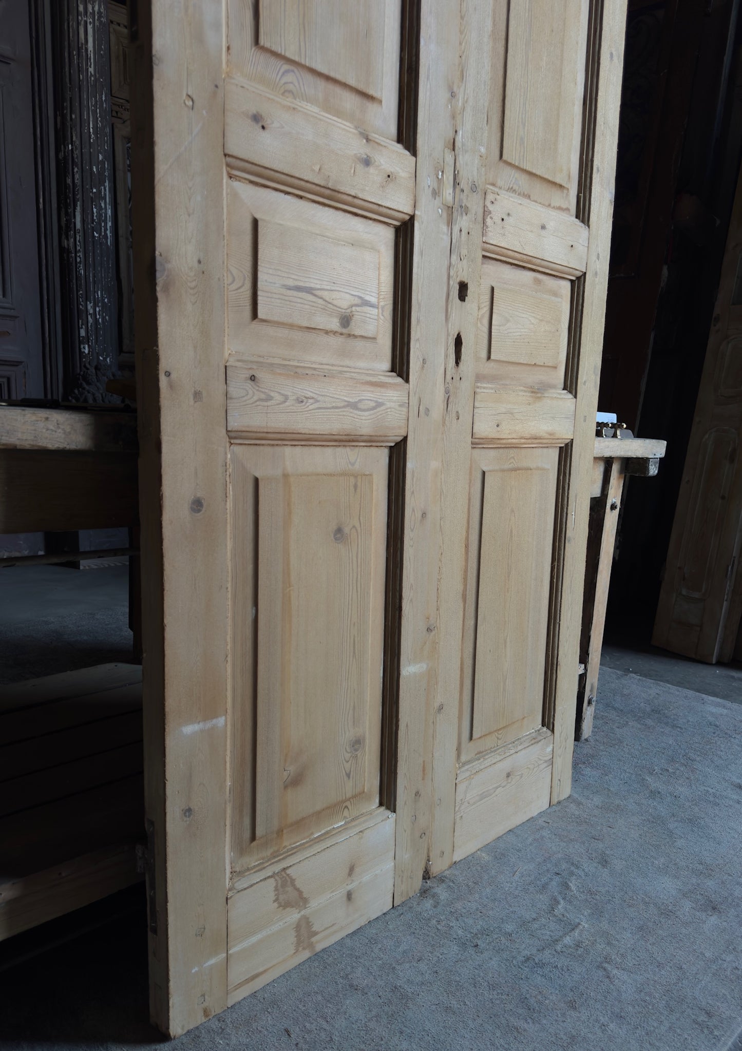 3 Panel Antique Solid French Doors - 40x93 - L349