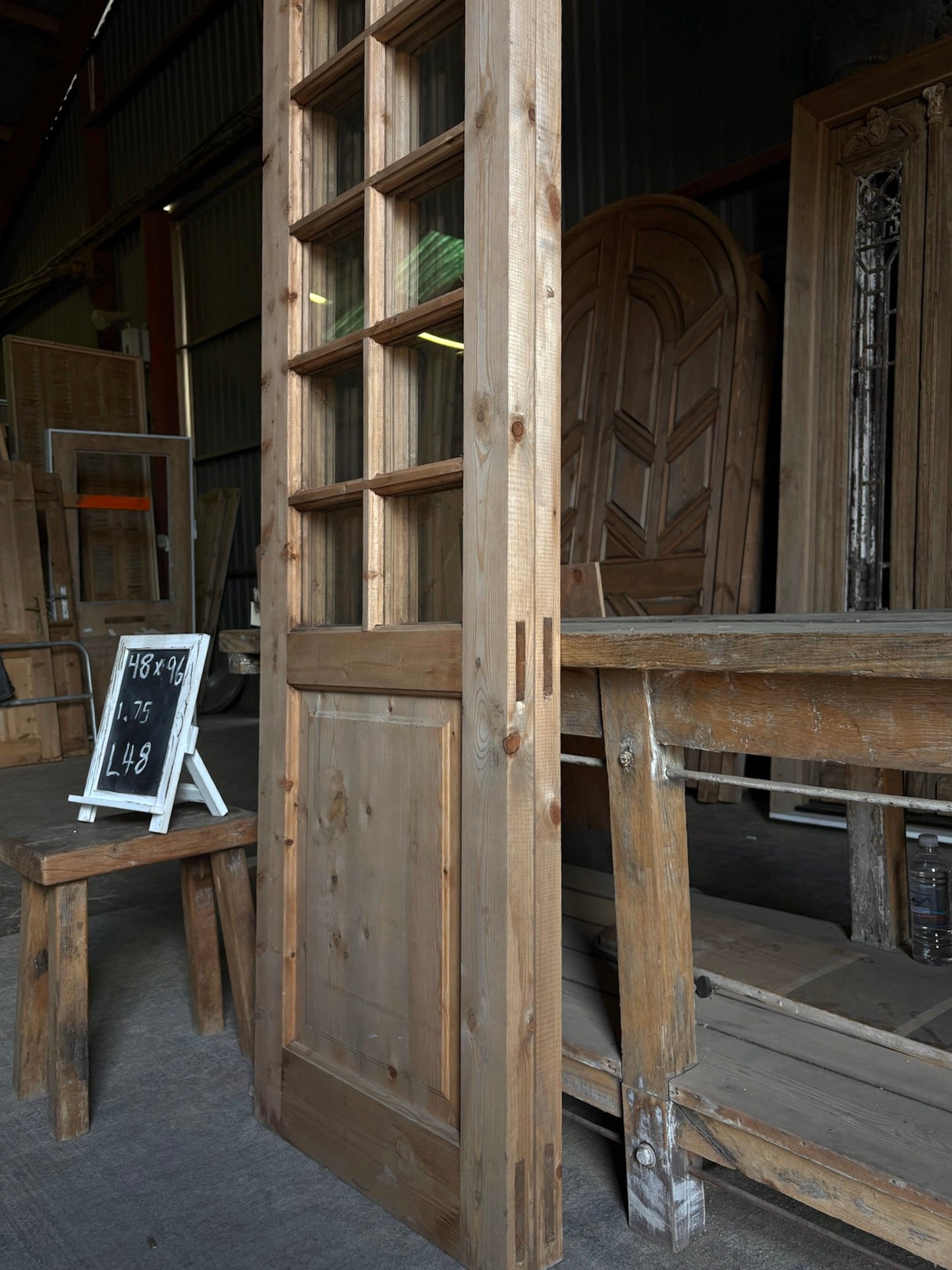 (Elise) Handcrafted Arched Glass French Doors - 48x96 L48