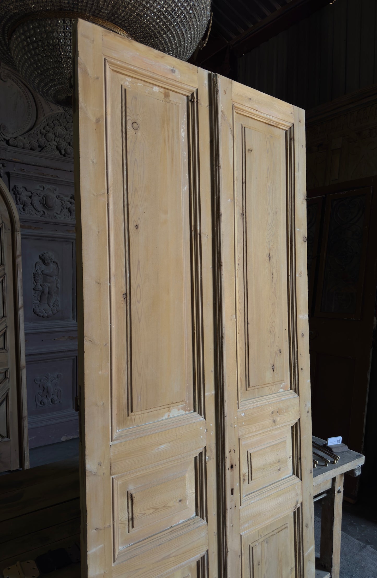 3 Panel Antique Solid French Doors - 40x94 - L342