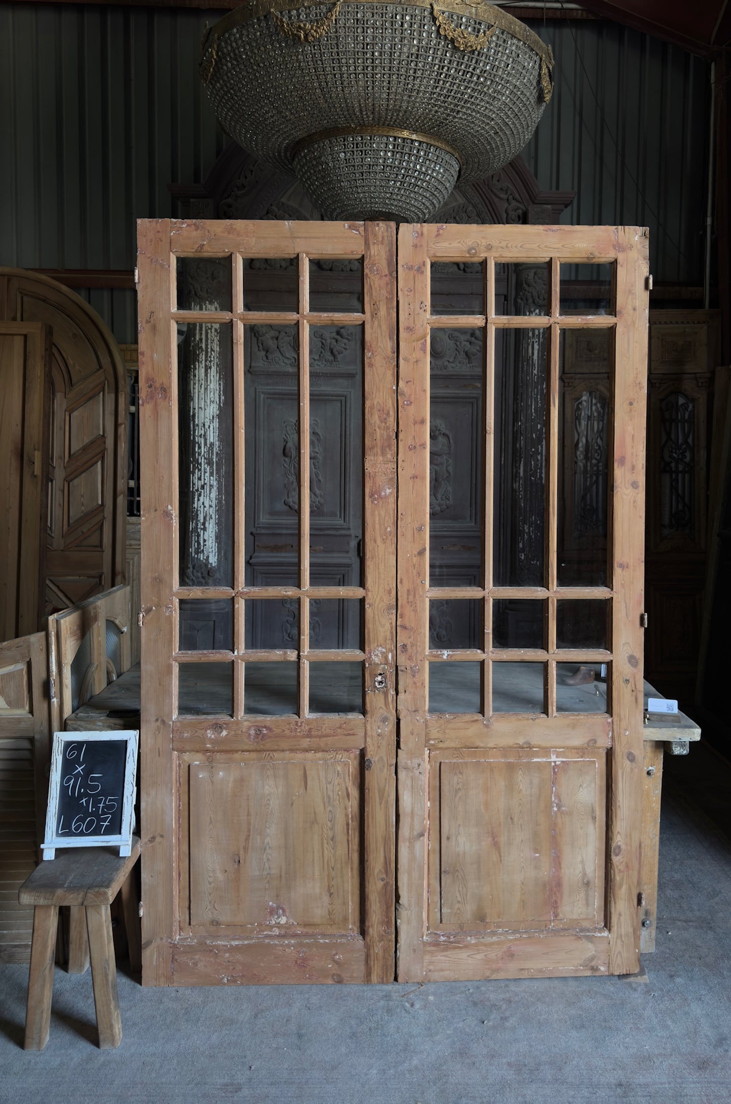 Antique Glass 12 Lite French Doors - 61x91.5 - L607