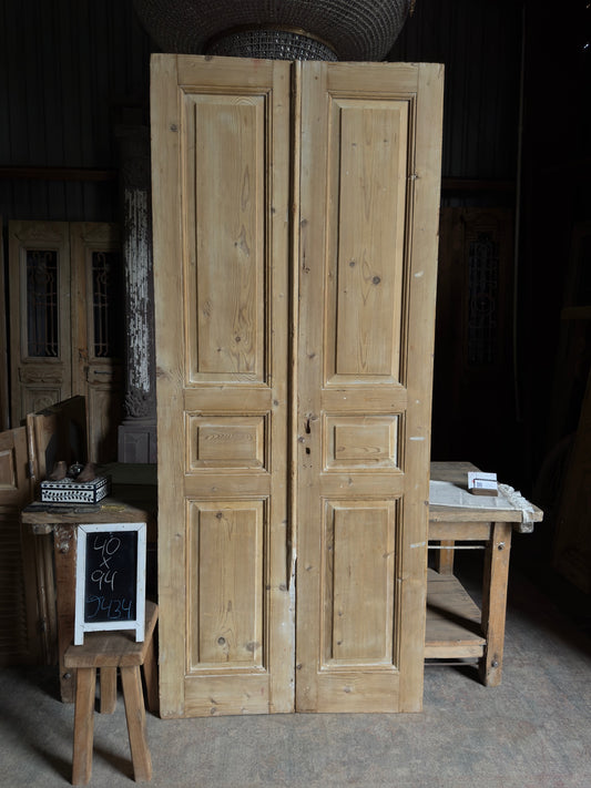 3 Panel Antique Solid French Doors - 40x94 J434