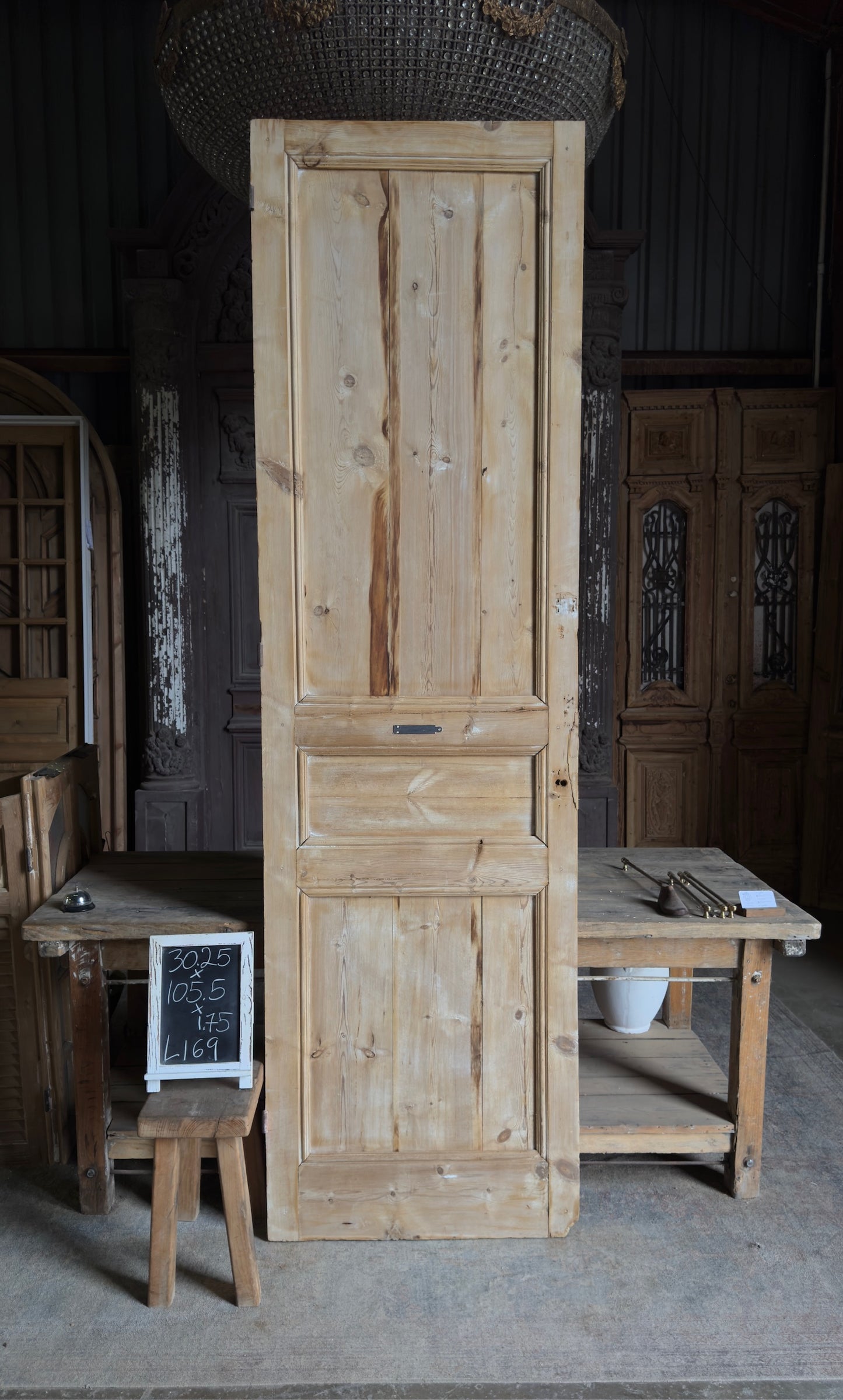 3 Panel Single Solid Antique Door - 30.25x105.5 - L169