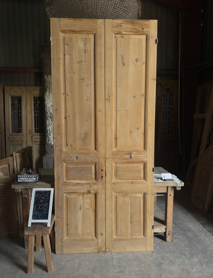 3 Panel Antique Solid French Doors - 44.25x100.5 J355