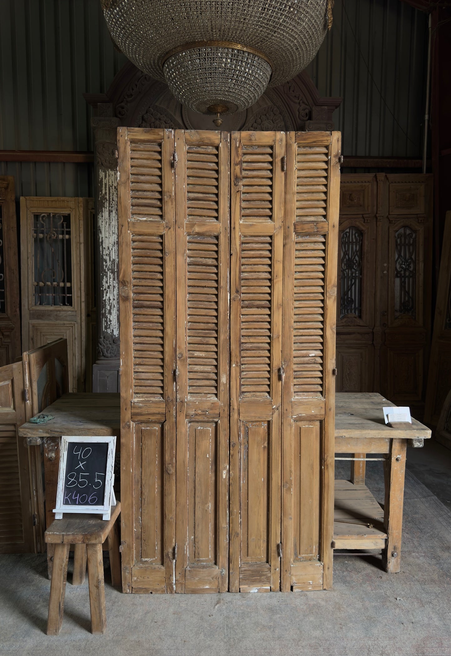 European French Antique Louvered Shutters - 40x85.5 K406