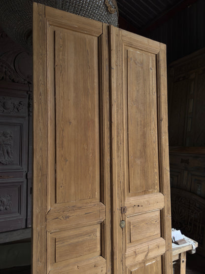 3 Panel Antique Solid French Doors - 44x101.25 J343