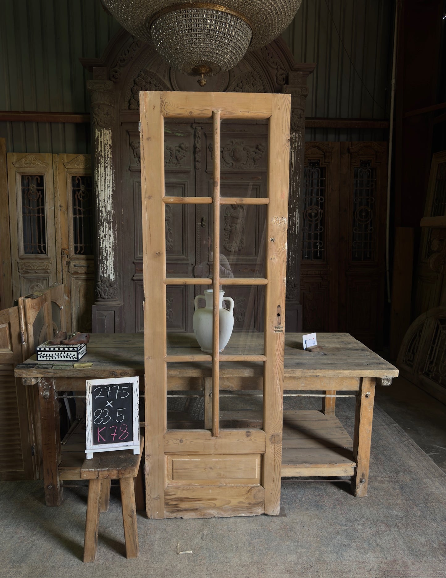 8 Lite Antique Glass Single Door - 27.75x83.5 K78