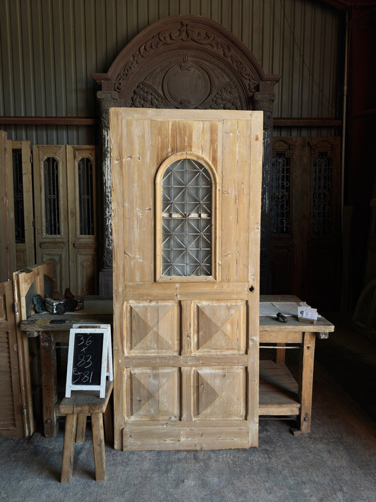 Arch Light Antique Iron and Glass Single Door - 36x83 J81