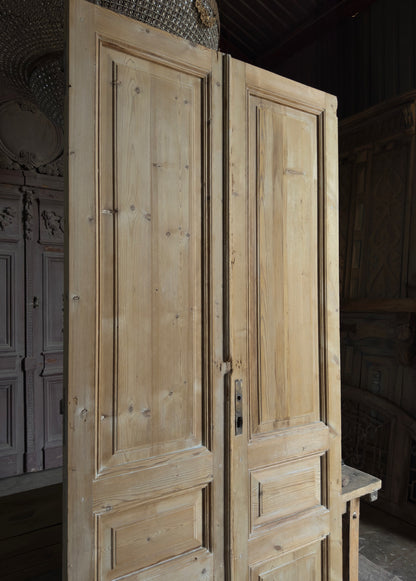3 Panel Antique Solid French Doors - 45x100.5 K38