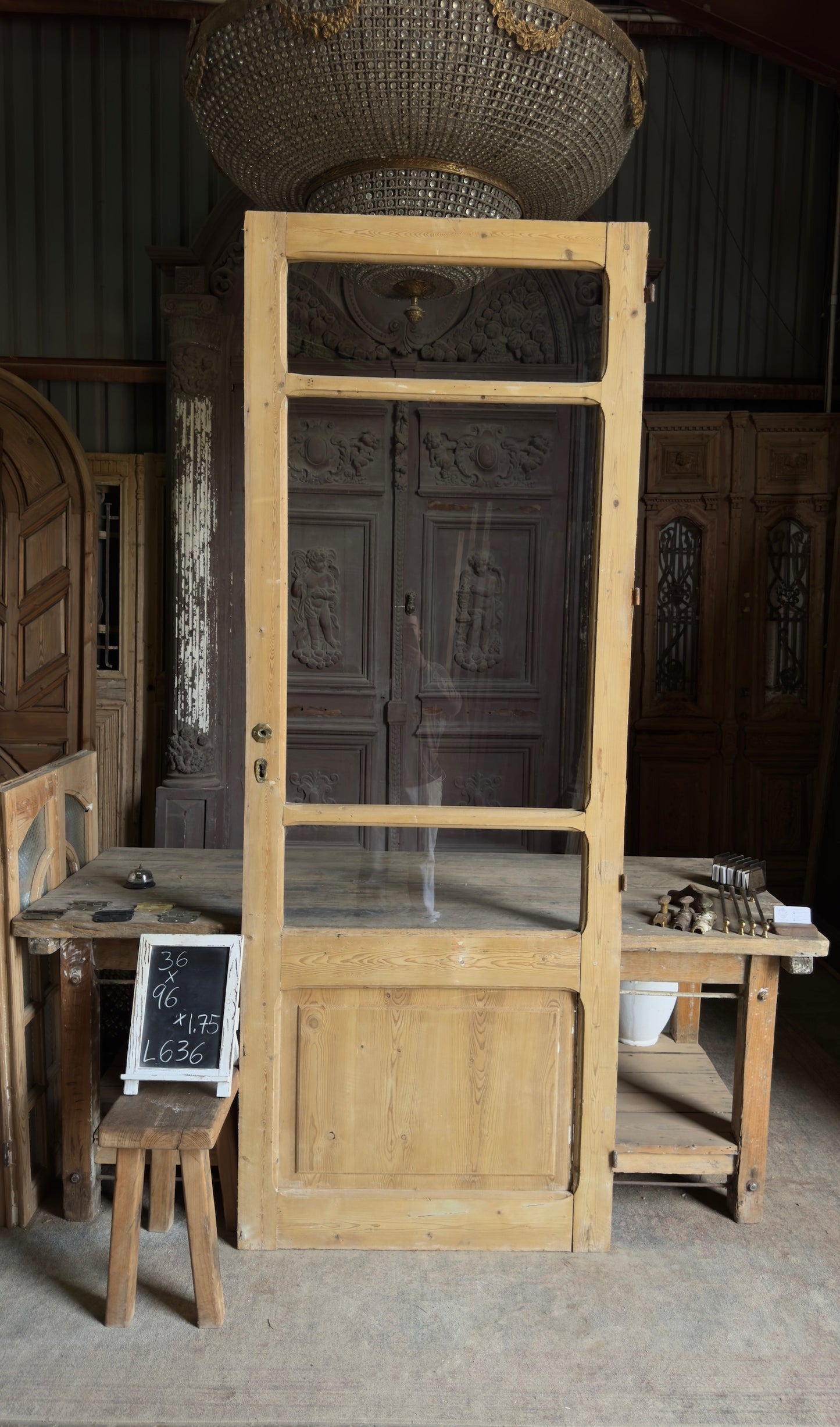 Antique Glass 3 Lite Door - 36x96 - L636