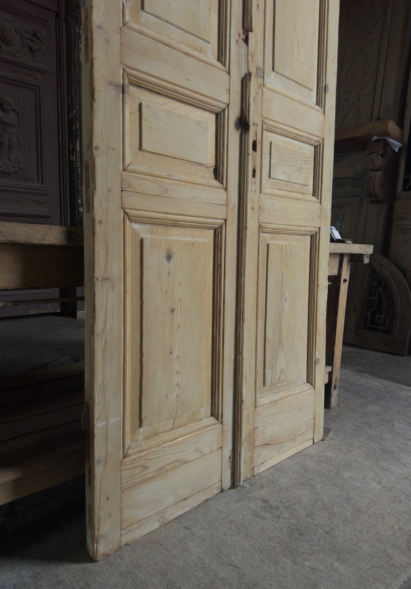 3 Panel Antique Solid French Doors - 39.5x93.5 K390