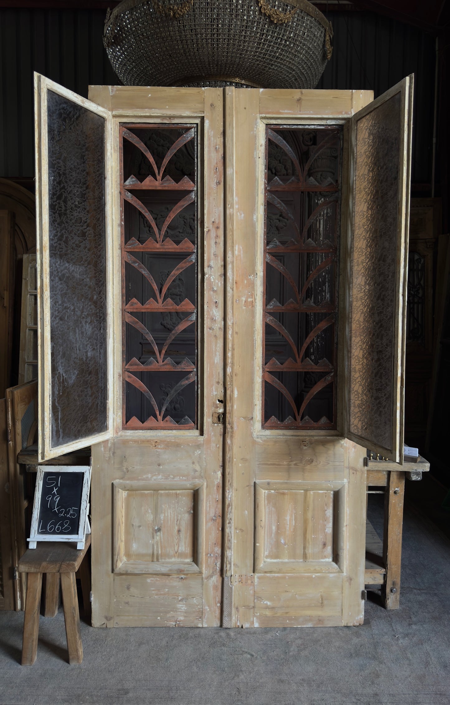 Antique Iron 2 Panel Double Doors - 51x99 - L668